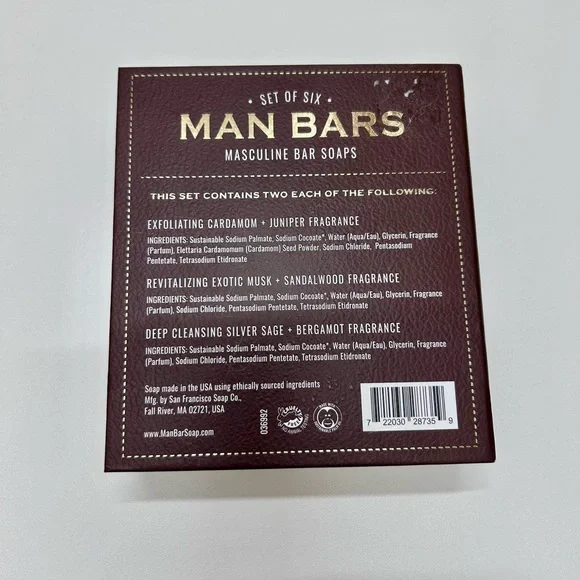 Set of Six Masculine Bar Soaps - Brown - Picture 3 of 4
